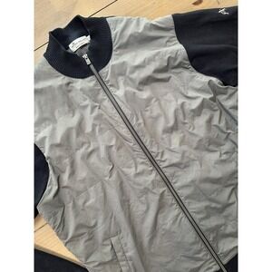 Peter Millar Jacket Mens XL Gray Navy Crown Comfort Hybrid Full Zip Bomber Golf